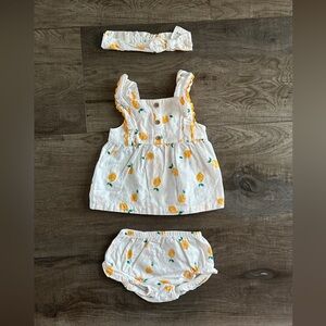 SOLD!! Lemon Print Kids Outfit - White and Yellow